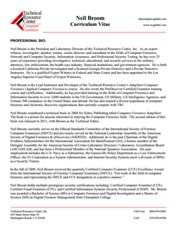 CV for Neil Broom Expert Witness in Computer Forensics Investigations in Durham